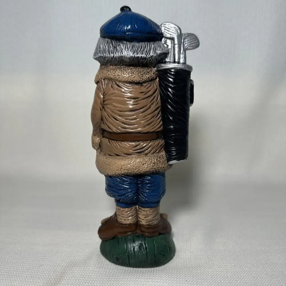 Vintage Ceramic Folk Art Santa Golfer Figurine 9”